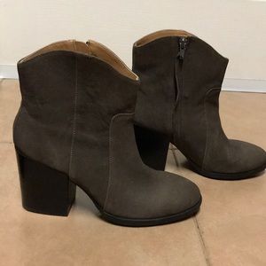 Dark Olive Leather Booties